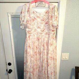 JessaKae Pink and White Puff Sleeve Sundress
